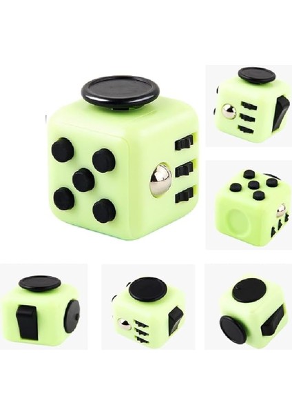 Yeni Nesil Stres Küpü, Fidget Cube, Stres ve Kaygı Giderici, 3+ Yaş, (Siyah-Yeşil)
