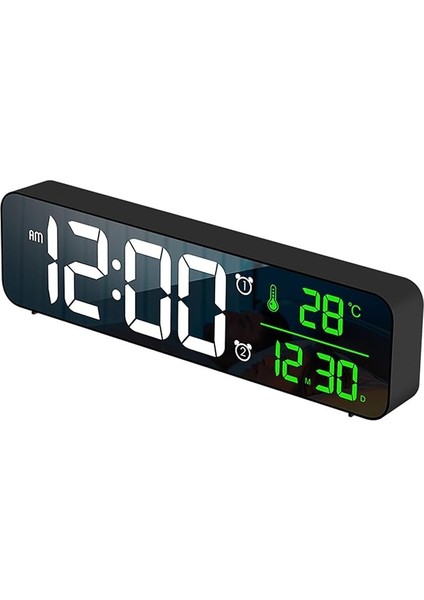 Odası Için LED Dijital Çalar Saat Termometreli Elektronik Saat 2 Alarm 5 Seviye Parlaklık 40 Rign Bell Müzik Duvara Montaj Ayna Saatler Başucu Masası Ofis Için USB Şarjı