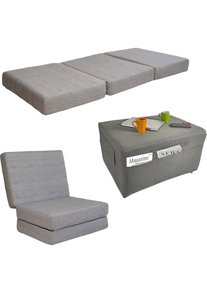 Ultra Kalın Katlanır Sünger Yatak, Yer Yatağı, Katlanır Yer Minderi, Misafir Yatağı(Gri, 80X180X14)