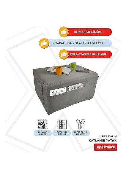 Ultra Kalın Katlanır Sünger Yatak, Yer Yatağı, Katlanır Yer Minderi, Misafir Yatağı(Gri, 80X180X14) modelleri