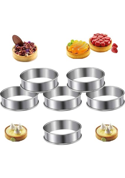 Krep Kalıbı, Sahanda Yumurta Kalıbı, 6 Adet 8 cm / 3,15 Inç Paslanmaz Çelik Krep Kalıbı, Tarteform, Pasta Halkaları ve Kek Çerçevesi, Pasta Kalıbı, Kırıntı Halkası, Yemek Halkası, Damga, Kek