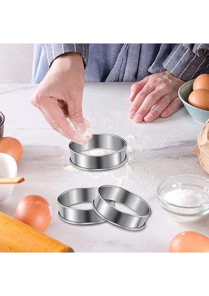 Krep Kalıbı, Sahanda Yumurta Kalıbı, 6 Adet 8 cm / 3,15 Inç Paslanmaz Çelik Krep Kalıbı, Tarteform, Pasta Halkaları ve Kek Çerçevesi, Pasta Kalıbı, Kırıntı Halkası, Yemek Halkası, Damga, Kek indirimleri