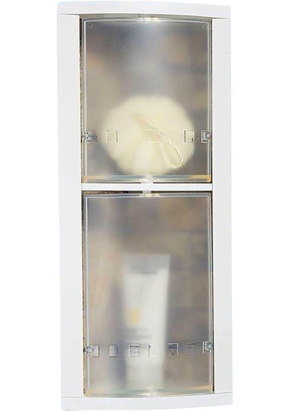Iki Gözlü Dönerli Banyo Köşe Rafı Şeffaf S-03