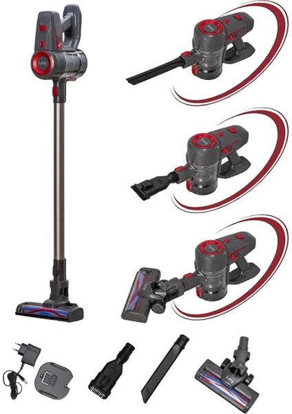 Red Power EPA-1709 Dikey Kablosuz Şarjlı Elektrikli Süpürge, Gri ve Kırmızı indirimleri