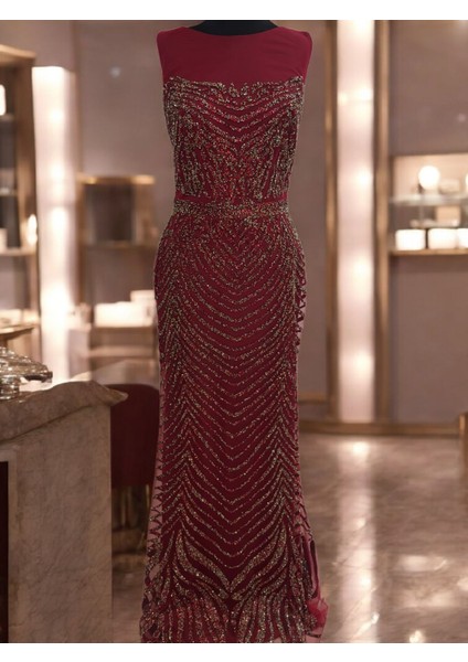 Yeni Sezon Kırmızı Şık Davet Elbisesi Abiye Elbise