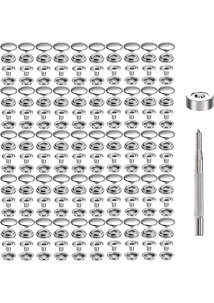 200 Adet Metal Çıtçıt Düğme, 15 Mm, Bakır Çıtçıt Düğme Seti, 2 Adet Ayar Aleti, Çanta, Kot, Kıyafet, Kumaş, Deri El Işi Için (50 Set)