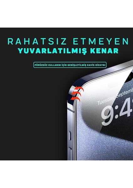 X-Gorilla iPhone 15 Pro Uyumlu Tam Kaplayan Tozsuz Uygulama 9h Ekran Koruyucu Kırılmaz Temperli Cam Şeffaf / Hayalet Seçenekleri fırsatları