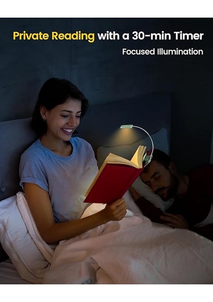 Posh Zamanlayıcılı Yatakta Kitaplar Için Premium Okuma Işığı, 16 LED Şarj Edilebilir Kitap Işığı 160 Saat Çalışır, 1800K Göz Alıcı Okuma Işığı Klipsi, 3 Renk ve 5 Parlaklık Seviyesi (Yeşil) indirimleri