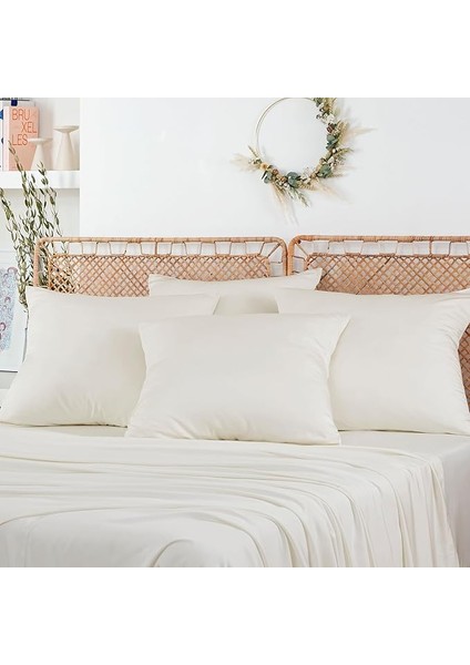 -%100 Bambu Yastık Kılıfı, 40X60 Cm, Krem, 2'li Paket, Nefes Alabilir ve Antibakteriyel