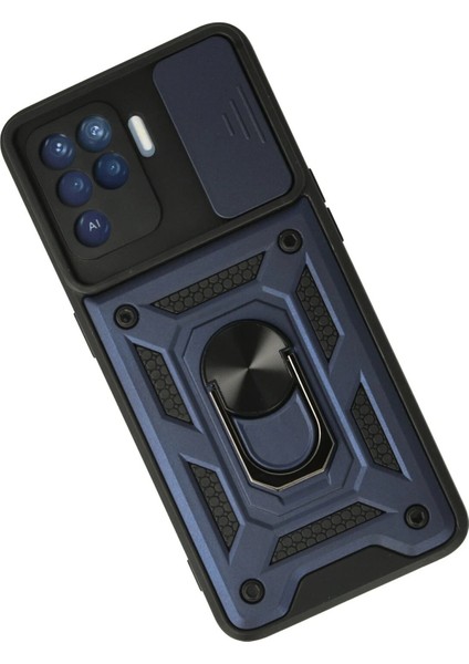 Resveq Newface Reno 5 Lite Kılıf Pars Lens Yüzüklü Silikon - Lacivert fiyatları