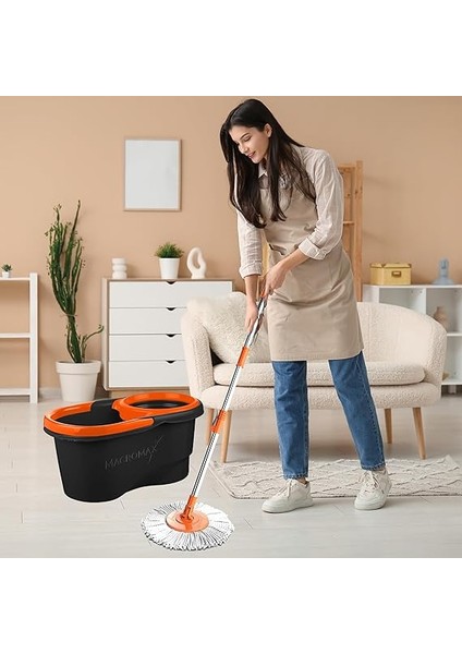 Focus Black Otomatik Temizlik Seti, Pedalsız Döner Sıkmalı 360 Başlıklı Mikrofiber Paspas indirimleri