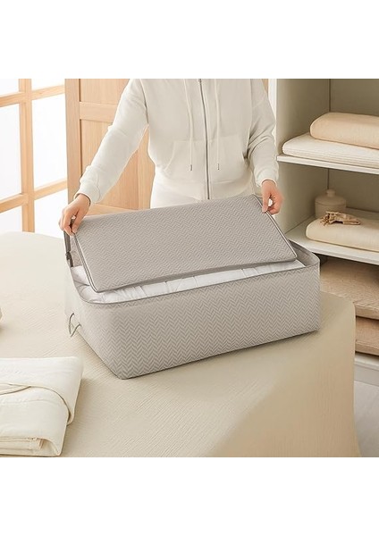 Home Textile Büyük Boy Gri Balıksırtı Baza Altı Hurç 62 x 46 x 22 cm indirimleri