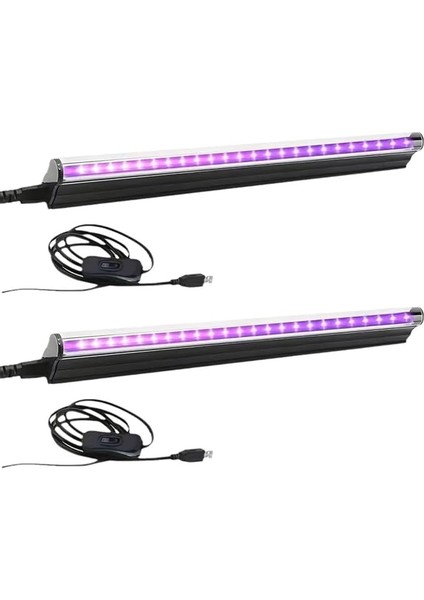 2 Paket LED Uv Siyah Işık Uv Lamba Çubuğu Sahne Siyah Işık Tüpü Taşınabilir Uv Işık Floresan Algılama LED Parti Işığı USB Tak ve Çalıştır