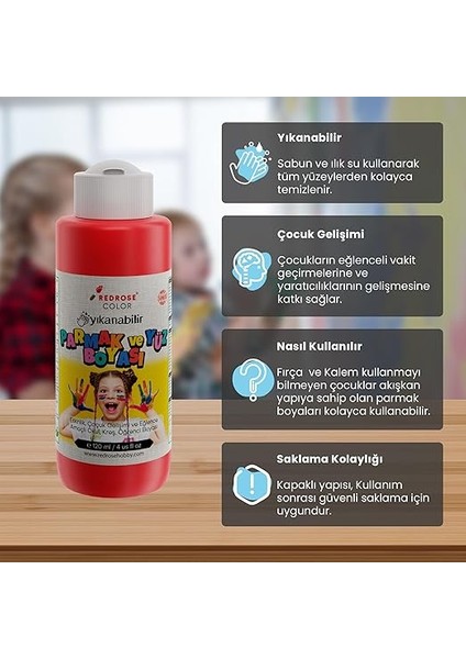 Rose Kırmızı Parmak Boyası 120 ml modelleri