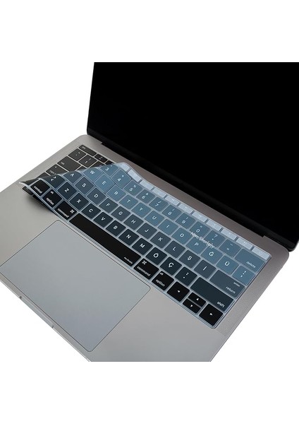 Laptop Macbook Pro Klavye Koruyucu (Us To Tr) 13INÇ A1708-13INÇ A1534 ile Uyumlu Ombre Siyah Gri