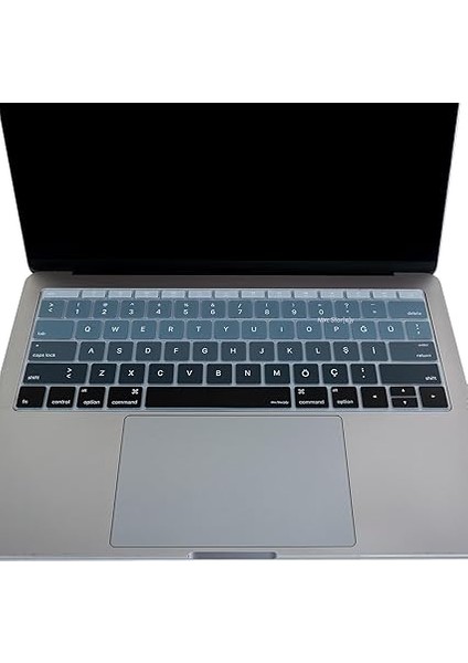 Laptop Macbook Pro Klavye Koruyucu (Us To Tr) 13INÇ A1708-13INÇ A1534 ile Uyumlu Ombre Siyah Gri modelleri