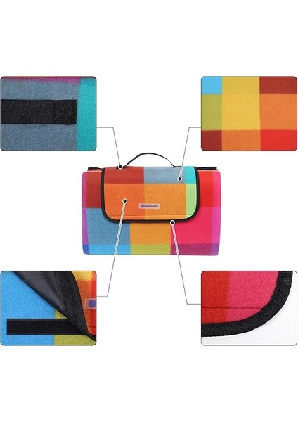 GCM61C Piknik Örtüsü, Renkli Kareli Desen, 195 x 150 cm Ab fırsatları