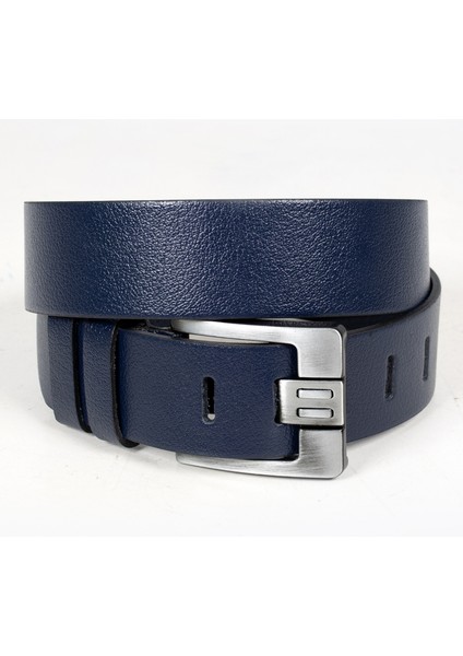 Erkek Lacivert Özel Yapım %100 Hakiki Manda Derisi Kot Kemeri 4,5 cm Kalın Dilli Orjinal Deri Kemer 1801312