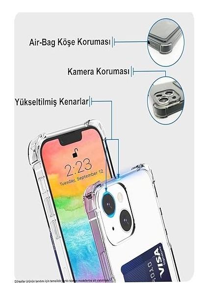 Iletişim Samsung Galaxy A54 Kapak Kamera Korumalı Kartlıklı Darbe Emici Özellikli Şeffaf Silikon Kılıf modelleri