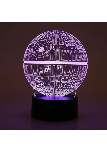 Gezegen Desenli LED Lambası Dokunmatik ve Uzaktan Kumanda Seçeneği 3 x Aa Pil Geliştirilmiş USB Şarjlı 3D Optik Illüzyon Dekoratif Lambası Ev Ofis Yaşam Alanı Için