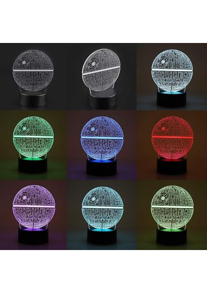 Gezegen Desenli LED Lambası Dokunmatik ve Uzaktan Kumanda Seçeneği 3 x Aa Pil Geliştirilmiş USB Şarjlı 3D Optik Illüzyon Dekoratif Lambası Ev Ofis Yaşam Alanı Için indirimleri