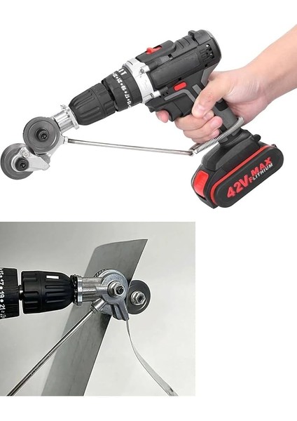 Şarjlı Matkaplar Için Metal Plaka ve Sac Kesme Aparatı Açılı Oval Çatı Sacı Hızlı Kesici