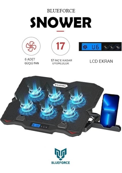 Sx-35 Snower 6 Fanlı 9-15,6 Inç Notebook Soğutucu Stand Telefon Standlı Siyah fiyatları