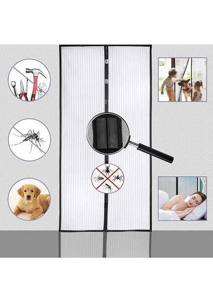 Mıknatıslı Sineklik, Kapı Sinekliği, Böcek Koruması, 95 x 210 Cm, Mıknatıslı Perde, Balkon, Kiler ve Teras Kapısı Için Idealdir, Delmeden Kolayca Yapıştırılabilir, Kısaltılamaz (80 x 210)