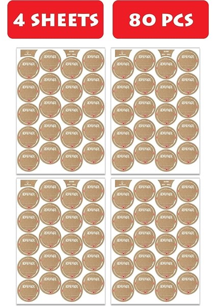 Homemade Sticker Paketleme Etiketleri - Hediye Paketleri Için - 80 Adet 3.7 cm Çapında - Yuvarlak Kraft Görünümlü Etiketler fiyatları