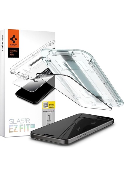 iPhone 15 Pro Cam Ekran Koruyucu Kolay Kurulum Tam Kaplayan Glas.tr Ez Fit Full Cover (1 Adet) Black - AGL06899