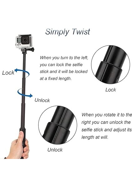 11.8-37 Inç Alüminyum Teleskopik El Monopodu Gopro Hero 13 12 11 10 9 8/akaso EK7000/BRAVE 7/dji Osmo Action 5 Pro/wolfang/surfola/apexcam 4K Eylem Kamera Özçekim Çubuğu ile Uyumlu fiyatları