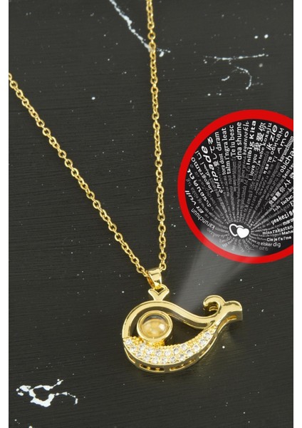 shop Balık Lüks Çelik Kolye 100 Dilde Seni Seviyorum-Gümüş Rengi