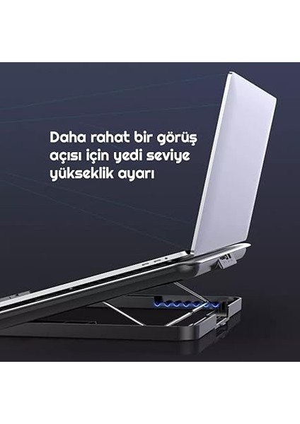 Icecoorel Alimünyum Hız Ayarlı Notebook Soğutucu 17INÇ / 7 Seviye Stand Ergonomik Stand/çift USB modelleri