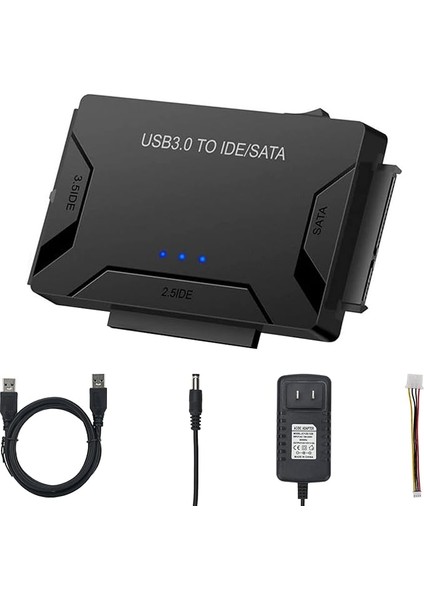 USB 3.0 Ide/sata Sabit Sürücü Adaptörü, Harici Dönüştürücü Için 2.5 "3.5" Ide Sata HDD SSD DVD Optik Sürücü, Evrensel Sabit Disk Okuyucu W/12 V 2A Güç Kaynağı Desteği 6 Tb