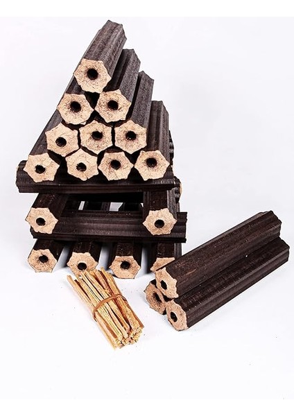 Özel Pres Briket Şömine Odunu 25 kg Çıra Hediyeli modelleri