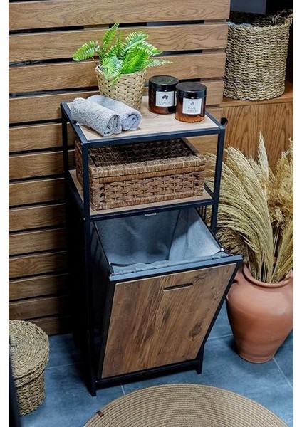 Metal Kirli Sepetli 2 Raflı Çok Amaçlı Banyo Düzenleyici Raf Organizer Siyah – MRS-003 C1-1-369 indirimleri