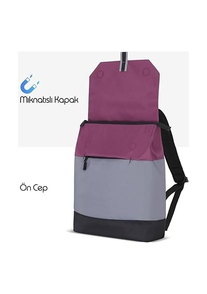 Zen Eco MCE-1303 Sırt Çantası - Macbook Çantası, Hırsızlığa Karşı Koruma, Küçük, Mini, 13-14 Inç Laptop, Günlük ve Iş Kullanımı, Şık Tasarım, Üniversite ve Okul Için, Bordo Gri fırsatları