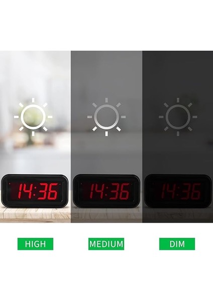Çalar Saat, LED Dijital Saat, Küçük Duvar Saati, Pille Çalışan, Ayarlanabilir 3 Seviyeli LED Parlaklık, Loş Gece Modu, 12/24 Saat, Kablosuz, Yatak Odası/seyahat Için Sürekli 1,2 Inç Rakamlı Ekran, modelleri