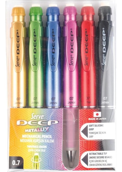 Deep M.kursun Kalem Pre Metalik 6 Lı Pet