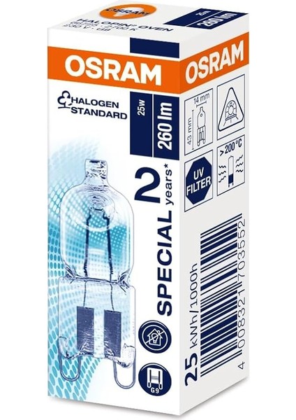 Special Oven Halogen-Backofenlampe, G9-Sockel, Dimmbar, 25 Watt, Warmweiß - 2700K, Für Über 200 Grad Einsetzbar fırsatları