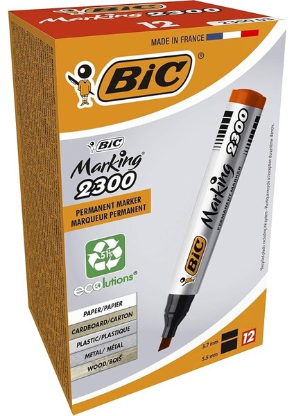 Intensity Marker 2300 Kesik Uçlu Permanent Markör Kırmızı 12'li Kutu, 3,7 mm ile 5,5 mm Kalın Uç, Kapağı 1 Ay Açık Kalsa Da Kurumayan Mürekkep