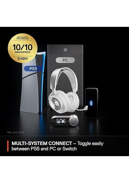 Arctis Nova Pro Kablosuz Çoklu Sistem Oyun Kulaklığı - Neodim Manyetik Sürücüler - Aktif Gürültü Önleme - Infinity Güç Sistemi - Gen 2 Mikrofon - Pc, Ps5, Ps4, Anahtar, Mobil - Beyaz fiyatları