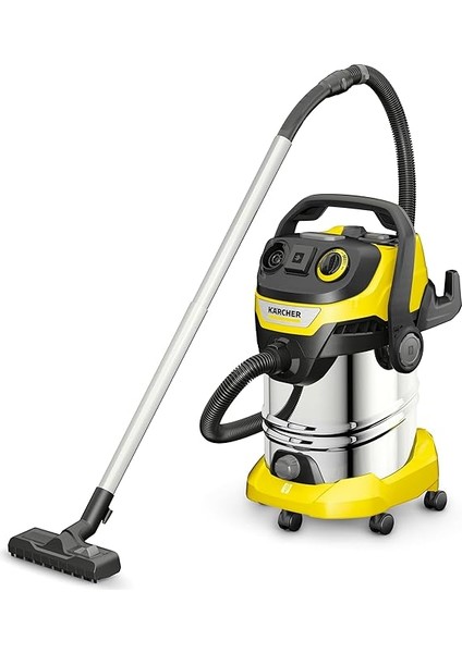Islak/kuru Süpürge Wd 6 P S V-30/6/22/t, Üfleme Fonksiyonu, Güç: 1300 W, Paslanmaz Çelik Hazne: 30 L, Hortumu: 2,2 M, Priz, Alet Hortumu, Adaptör, Zemin ve Derz Başlığı Dahil, Siyah/sarı modelleri