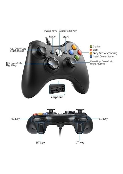 360 Controller Pc Kablolu Oyun Kolu 2,20M USB Kablolu Bilgisayar Oyun Kolu Gamepad Joystick Controller Bilgisayar Uyumlu indirimleri