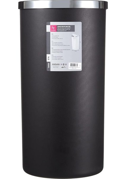 M-E76-06 Lenox 35 Lt Çöp Kovası, Kapaklı, 30X56 Cm, Siyah