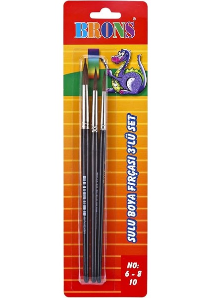 3 Lü Sulu Boya Fırçası Seti 6-8-10 Numara (BR-245)