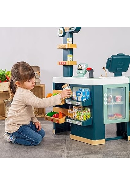 - Supermercato Maxi Con Carrello, Registratore Di Cassa, Zona Di Insaccatura, Lettore Di Codici A Barre, Bilancia, Frigorifero E 50 Accessori. A Partire Da 3 Anni (7600350242) indirimleri