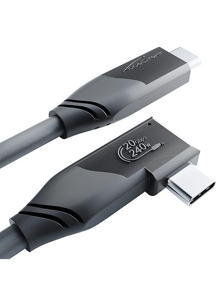 – Hepsi Bir Arada Açılı USB C Kablosu, USB 3.2 Gen 2x2 – 0,5m (20 Gbit/s Hızında Veri/video Iletir, Pd3.1 Sayesinde 240 W ile Şarj Olur, Veri Kablosu/şarj Kablosu/monitör Kablosu, Siyah)