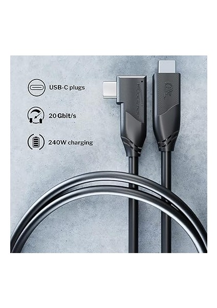 – Hepsi Bir Arada Açılı USB C Kablosu, USB 3.2 Gen 2x2 – 0,5m (20 Gbit/s Hızında Veri/video Iletir, Pd3.1 Sayesinde 240 W ile Şarj Olur, Veri Kablosu/şarj Kablosu/monitör Kablosu, Siyah) fiyatları