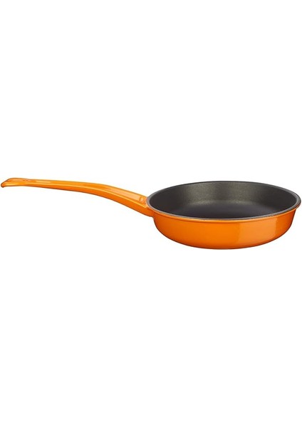 Metal Döküm Kızartma Tavası, Metal Saplı, 24 Cm, Turuncu